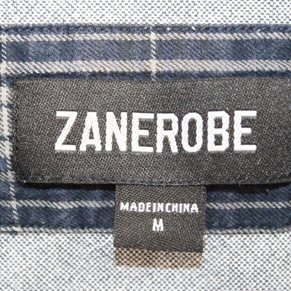 Zanerobe Casual Button Down Long Sleeve Shirt Plaid Size Medium Blue - Picture 2 of 3